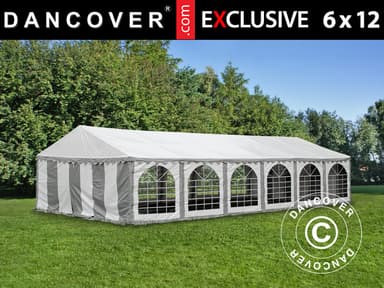 Partytelt Exclusive 6x12m PVC, Grå/Hvid