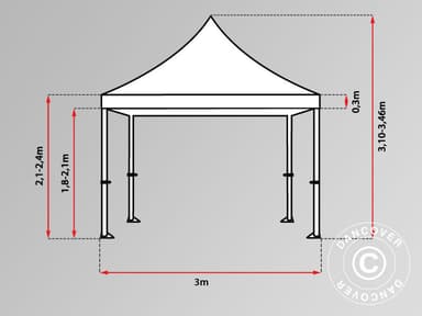 Foldetelt FleXtents PRO 3x3m Blå, inkl. 4 pyntegardiner