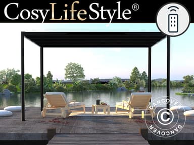 Pergola pavillon San Fernando, 3x3m, Sort/Mørkegrå