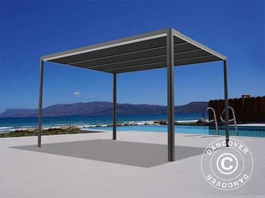 Pergola pavillon San Fernando, 3x3m, Sort/Mørkegrå