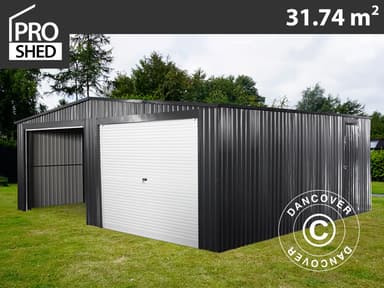 Metalgarage dobbelt 6,37x5,13x2,41m ProShed®, Antracit