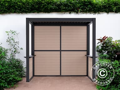 Komplet grillpergola San Juan, 2,5x1,5x2,3m, Sort/Træ-l
