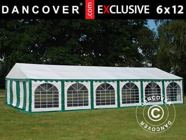 Partytelt Exclusive 6x12m PVC, Grøn/Hvid