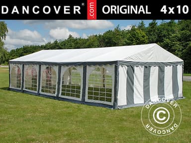 Partytelt Original 4x10m PVC, Grå/Hvid