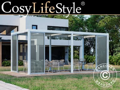 Bioklimatisk pergola pavillon San Pablo med skydedøre,
