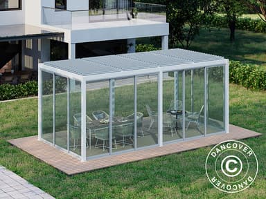 Bioklimatisk pergola pavillon San Pablo med skydedøre,