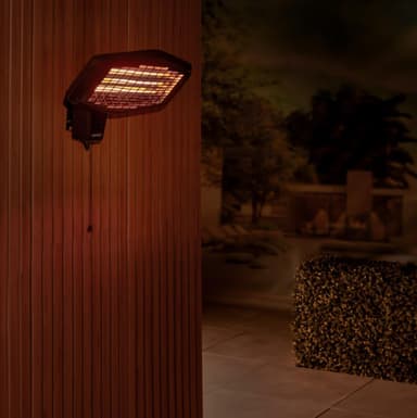 VONROC Terrassevarmer - Amiata - 2200W | Vægmontering - Kvartselement | 3 varmeniveauer | Sort | Inkl. Montage tilbehør
