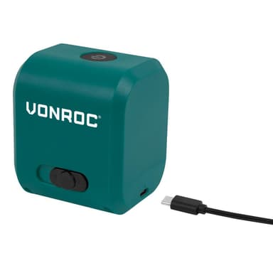 VONROC Laser 4V -  Krydslaser - Grøn - Selvnivellerende - 18 meter rækkevidde | Inkl. USB-C oplader og universel klemme