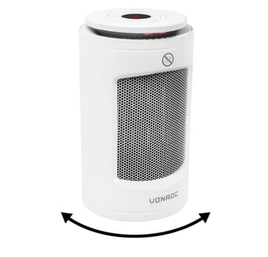 VONROC Varmeblæser - 1200W | 12m2 - keramisk - svingfunktion  | LED | Hvid