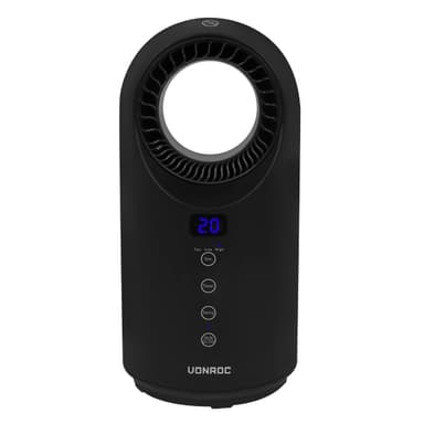 VONROC Varmeblæser - Ventilator - 1500W | 15m2 - keramisk - svingfunktion  | LED | Sort | Inkl. Fjernbetjening