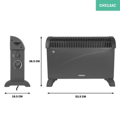 VONROC Radiator - Elradiator - 2000W | Til rum op til 24m2 | Justerbar termostat - lydsvag | Grå