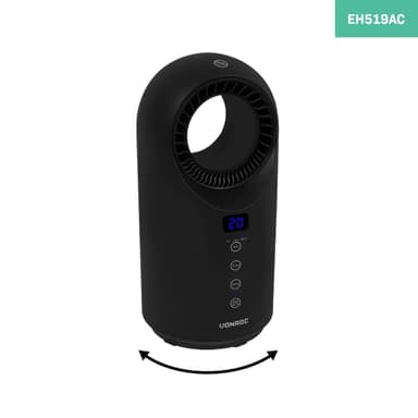 VONROC Varmeblæser - Ventilator - 1500W | 15m2 - keramisk - svingfunktion  | LED | Sort | Inkl. Fjernbetjening