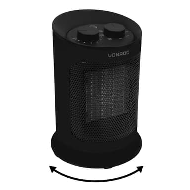 VONROC Varmeblæser - 1800W | 20m2 - keramisk - svingfunktion | Sort