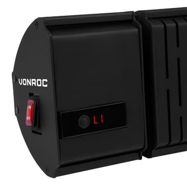 VONROC Terrassevarmer - Volsini - 3000W | LCD-skærm | Sort | Inkl. Fjernbetjening.
