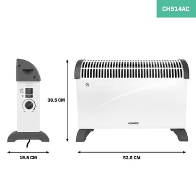 VONROC Radiator - Elradiator - 2000W | Til rum op til 24m2 | Justerbar termostat - lydsvag - Turbo Fan | Hvid