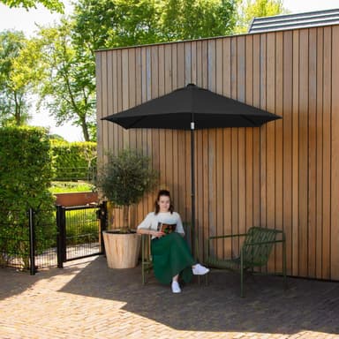 VONROC Premium Stangparasol Torbole Ø200cm - inkl. overtræk - rund | Strandparasol | Sort