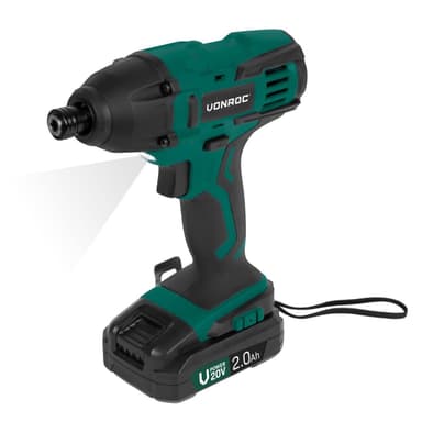 VONROC Slagskruetrækker - VPower 20V - Inkl. 2x 2.0Ah batteri og oplader