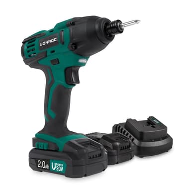 VONROC Slagskruetrækker - VPower 20V - Inkl. 2x 2.0Ah batteri og oplader