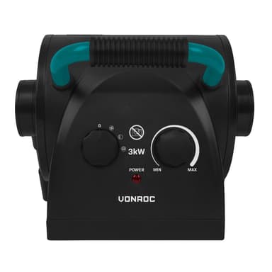 VONROC Varmeblæser - PRO - 3000W | 30m2 -  90gr vippbar - Keramisk | Grøn