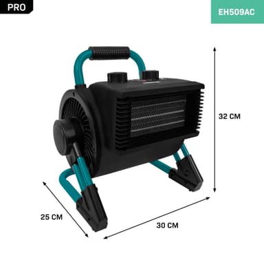 VONROC Varmeblæser - PRO - 3000W | 30m2 -  90gr vippbar - Keramisk | Grøn