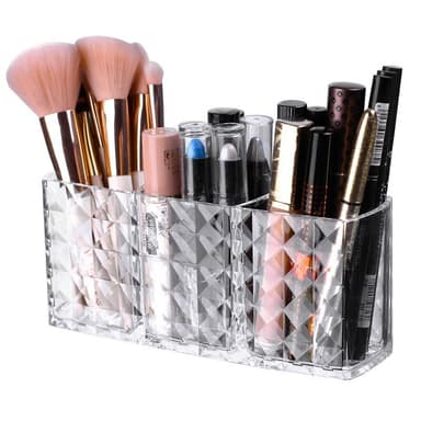Klar makeup børste opbevaringsboks, 3 slot kosmetiske børster opbevaring arrangør