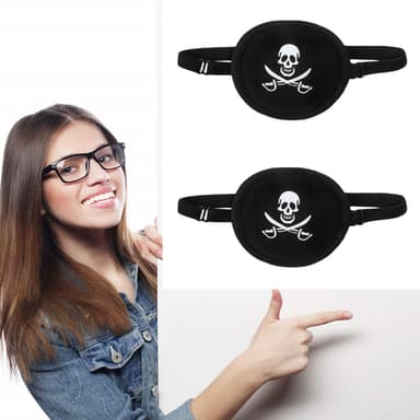 3D øjenmaske til det ene øje med piratmotiv 2-pak Sort