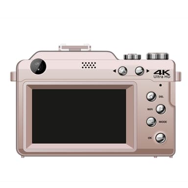 Digitalkamera 4K/48MP/18X digital zoom/stabilisering/autofokus/dobbeltkamera Lyserød