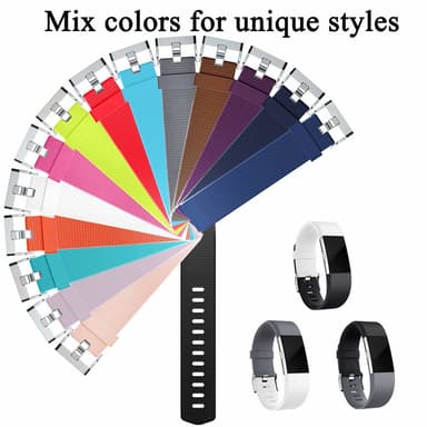 Fitbit Charge 2 armbånd silikone 3-pak (S) Sort/grå/hvid