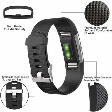 Fitbit Charge 2 armbånd silikone 3-pak (S) Sort/blå/lilla