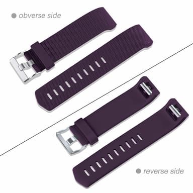 Fitbit Charge 2 armbånd silikone 3-pak (S) Sort/blå/lilla