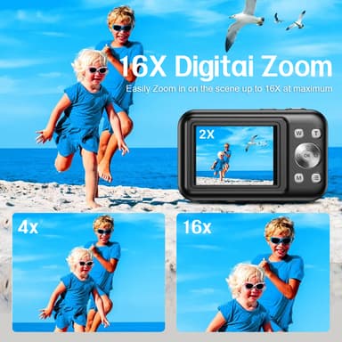 Digitalkamera 1080P 44MP 16 x zoom 2,4-tommer skærm Lyserød