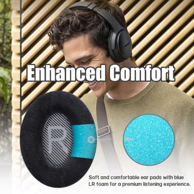 Udskiftningsørepuder til Bose QC35 QC35-ii, QC25 1/2 Sort