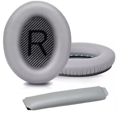 1 par hovedtelefoner i proteinlæder og pandebånd til BOSE QC35 Grå 10 x 8 x 2 cm