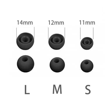 Silikone ørepuder til 4,5-6 mm in-ear hovedtelefoner 3 størrelser 18 par Sort