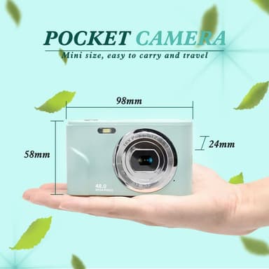 Digitalkamera med 48 MP, HD 1080p, 16x zoom, hukommelseskort Sort