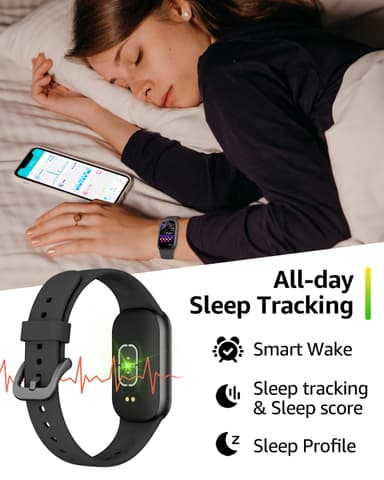 Smartwatch med EKG, pulsmåler, blodtryksmåler, søvnmåler, skridttæller Sort