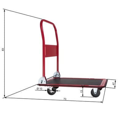 Ladvogn med bremser - rød,150 kg