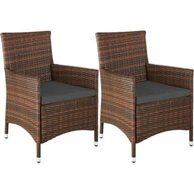 2 Polyrattan havestole i aluminium + 2 sæt hyndebetræk - brun