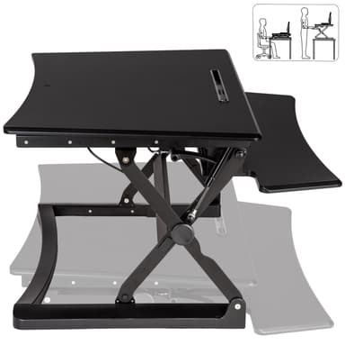 Mobilt mini skrivebord til to skærme - sort