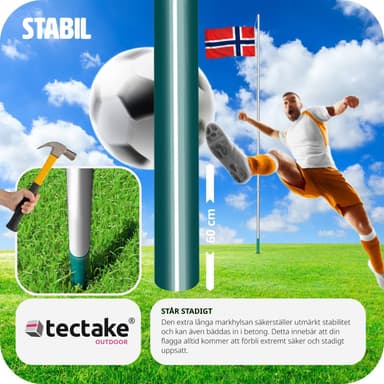 Aluminium flagstang - justerbar højde - Norge