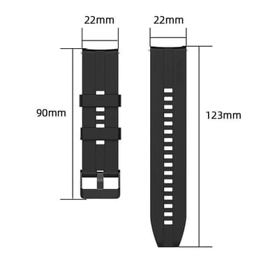 Armbånd silikone 22 mm Sort Huawei Watch GT2/GT3