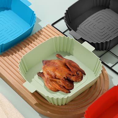 2-pak airfryer silikonegryde med handsker Grå