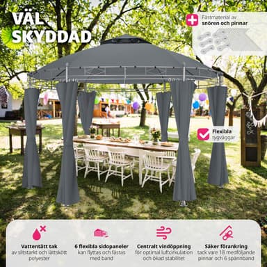 Havepavillon rund 3,5m Siana - anthrazit