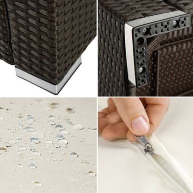 Polyrattan puf med hynde - brun