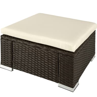 Polyrattan puf med hynde - brun