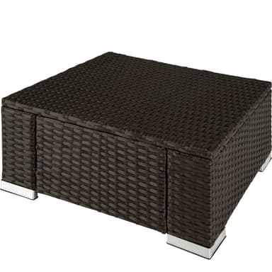 Polyrattan puf med hynde - brun