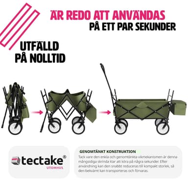Trækvogn med tag inkl. taske, bæreevne 80 kg - grøn