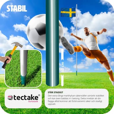 Aluminium flagstang - justerbar højde - Sverige