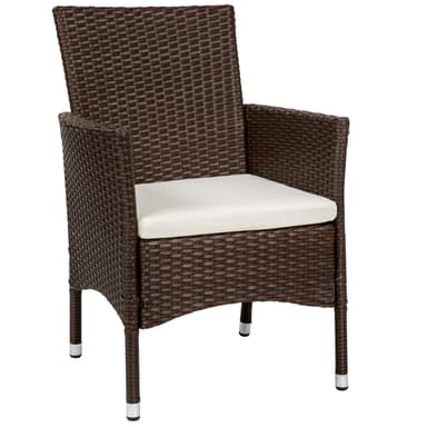 2 polyrattan havestole + hynder med 2 sæt betræk - sort/brun