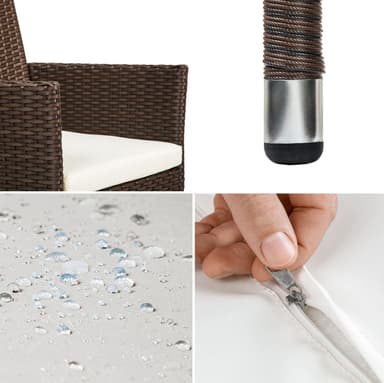 2 polyrattan havestole + hynder med 2 sæt betræk - sort/brun